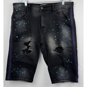 Blind Denim Shorts Black Grape Size 38 Hip Hop Streetwear Graffiti